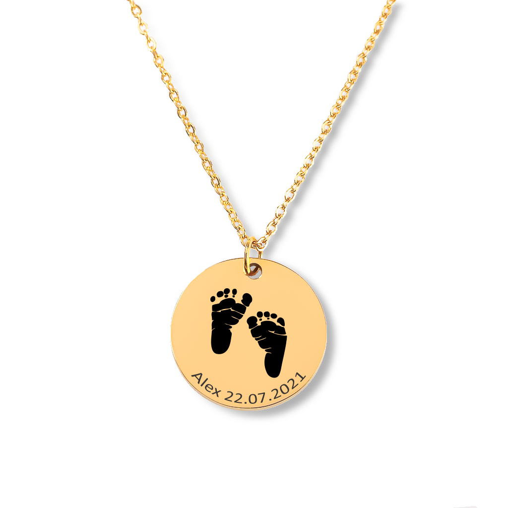 Personalized Necklace, Gifts for Mom, Gifts for Dad, Gifts for New Parents, Baby Shower, Anniversary, Mother, Father, Sibling, Actual Feet Print Necklace