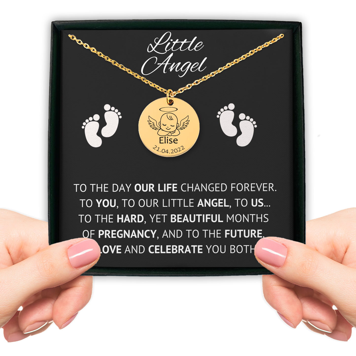 Personalized Necklace, Gifts for Mom, Dad, Grandpa, Grandma, Brother, Sister, Grandfather, Grandmother, Our Little Angel Necklace