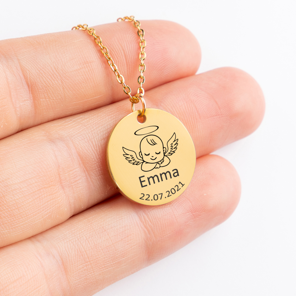 Personalized Necklace, Gifts for Mom, Dad, Grandpa, Grandma, Brother, Sister, Grandfather, Grandmother, Our Little Angel Necklace