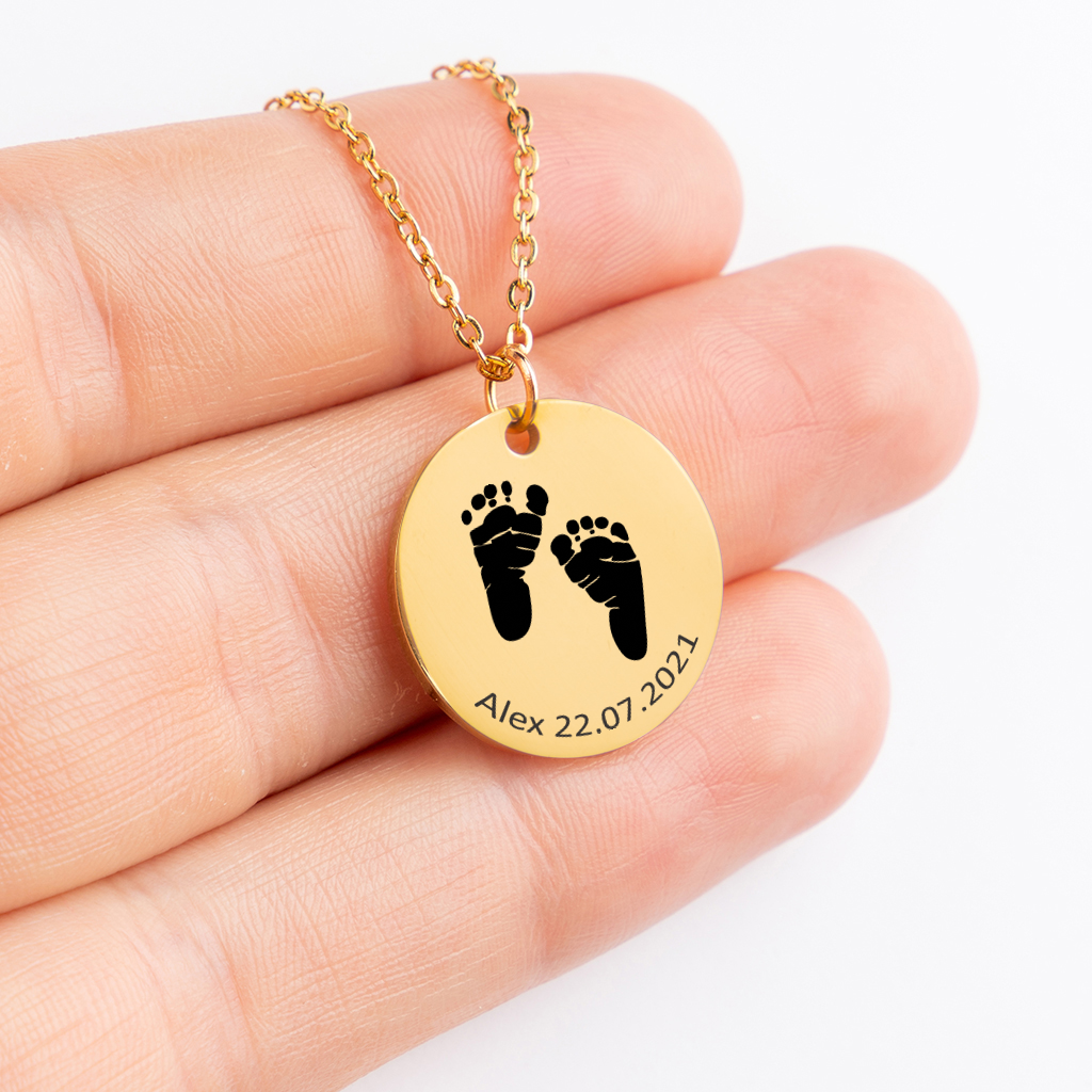 Personalized Necklace, Gifts for Mom, Gifts for Dad, Gifts for New Parents, Baby Shower, Anniversary, Mother, Father, Sibling, Actual Feet Print Necklace