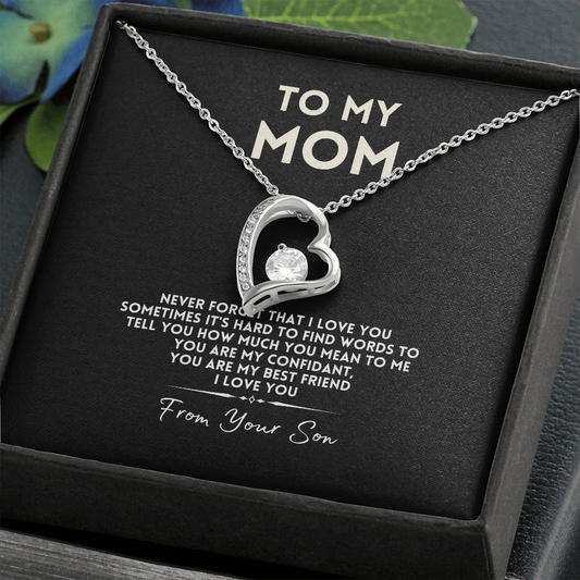 Pendant Necklace, Gifts for Mom, Mother's Day Gifts, Birthday Gifts for Mom, Gift from Son, Love You Forever Mom
