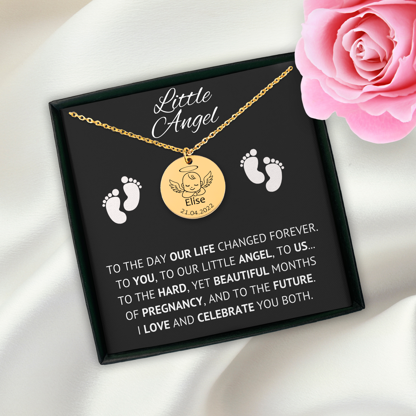 Personalized Necklace, Gifts for Mom, Dad, Grandpa, Grandma, Brother, Sister, Grandfather, Grandmother, Our Little Angel Necklace