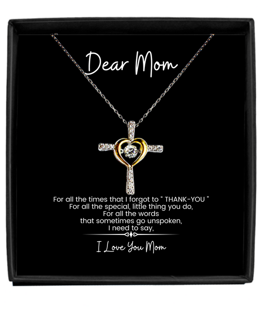 Cross Necklace, Gifts for Mom, Mother's Day Gift, Birthday Gift for Mom, Gift from Son, Gift from Daughter, Thank You Mom, Cross Dancing Necklace