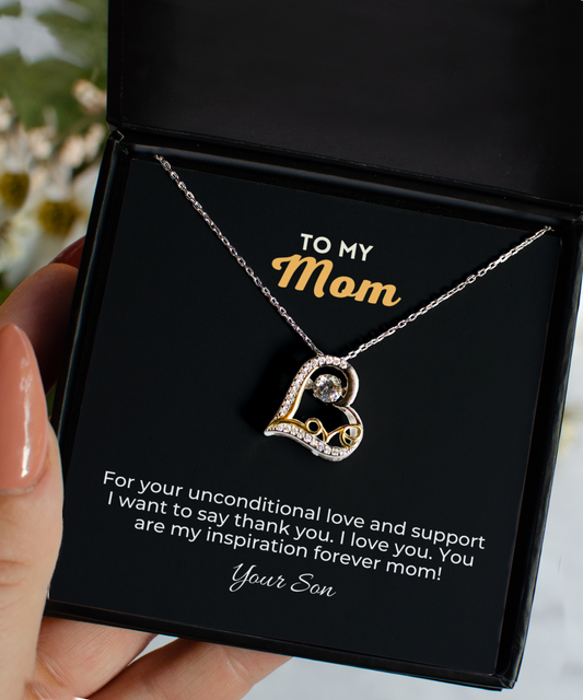 Heart Necklace, Gifts for Mom, Mother's Day Gifts, Birthday Gift for Mom, Gifts from Son, You Are My Inspiration Mom, Gift from Son