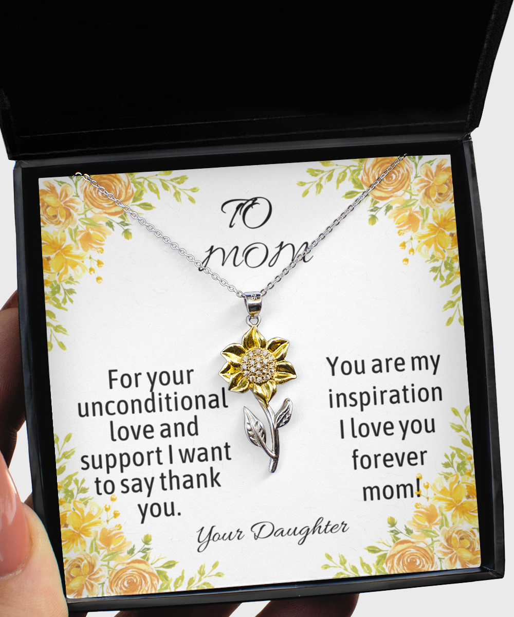 Pendant Sunflower Necklace, Gifts for Mom, Mother's Day Gifts, Birthday Gift, Anniversary, For Your Unconditional Love Mom