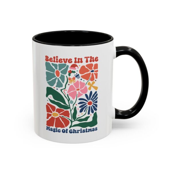 Believe in The Magic of Christmas, Retro Boho, Christmas Accent Coffee Mug (11, 15oz), Gift For Coffee Lovers