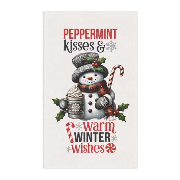 Peppermint Kisses and Warm Winter Wishes Kitchen Christmas Decor Tea Towels (cotton, poly)