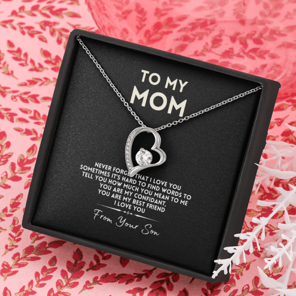 Pendant Necklace, Gifts for Mom, Mother's Day Gifts, Birthday Gifts for Mom, Gift from Son, Love You Forever Mom